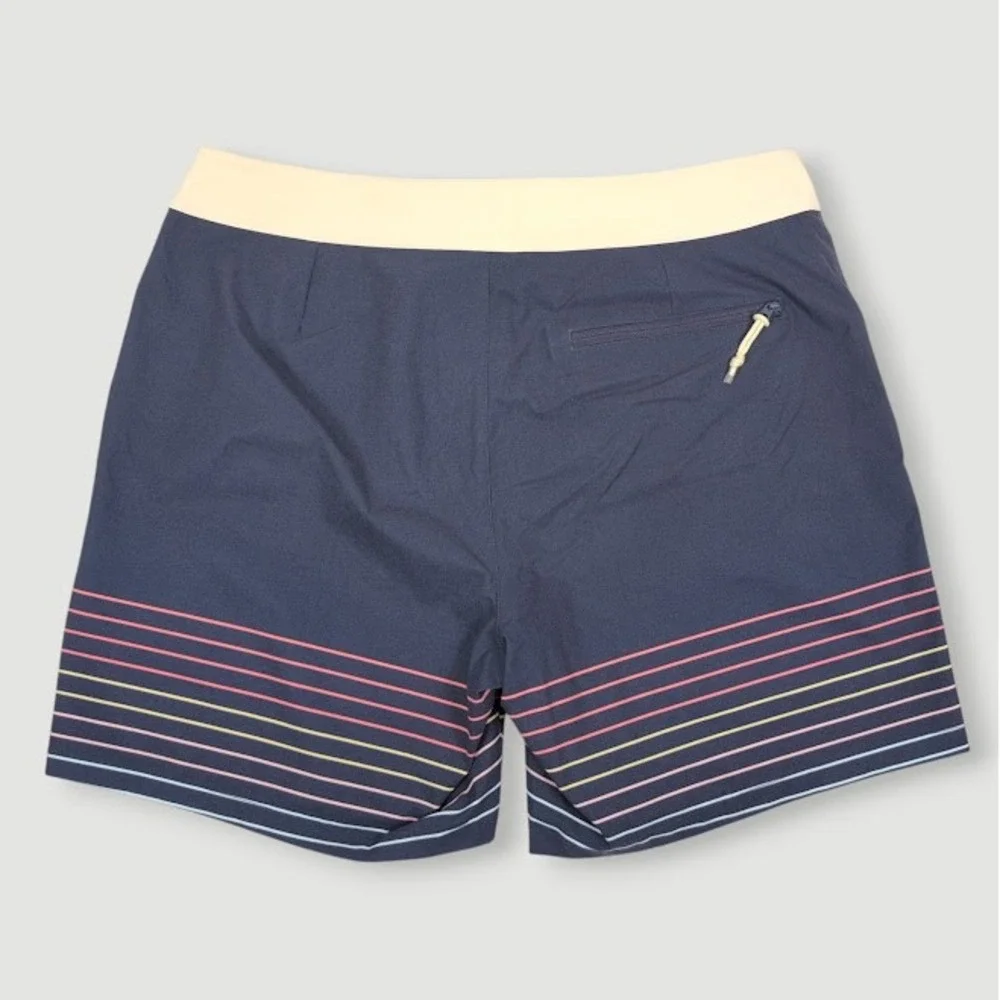 Marine Layer Striped Board Shorts Mens 32 Blue Resort Beach Surf Swimwear